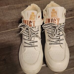 Juicy Couture Cream High-Top Sneakers with Gold Accents